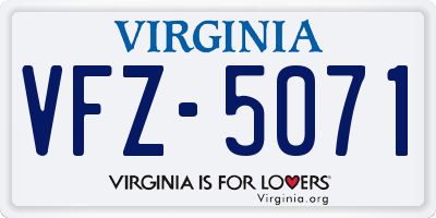 VA license plate VFZ5071