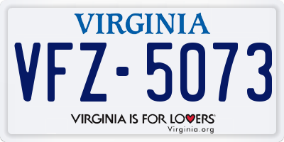 VA license plate VFZ5073