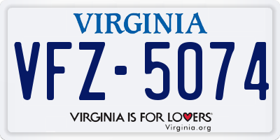 VA license plate VFZ5074