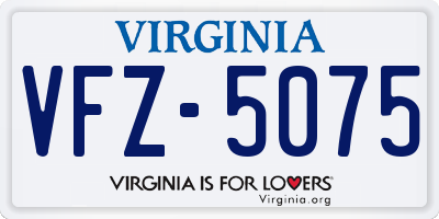 VA license plate VFZ5075