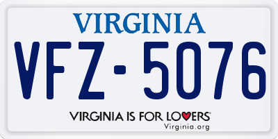 VA license plate VFZ5076