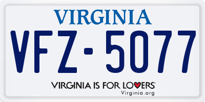 VA license plate VFZ5077