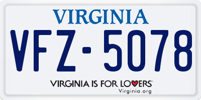 VA license plate VFZ5078