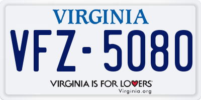 VA license plate VFZ5080