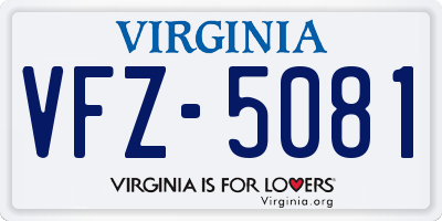 VA license plate VFZ5081