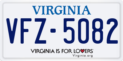 VA license plate VFZ5082