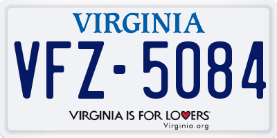 VA license plate VFZ5084