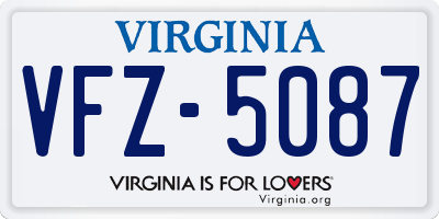 VA license plate VFZ5087