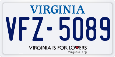 VA license plate VFZ5089