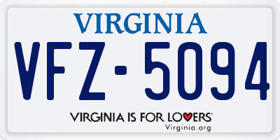 VA license plate VFZ5094