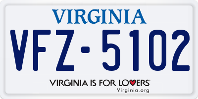 VA license plate VFZ5102