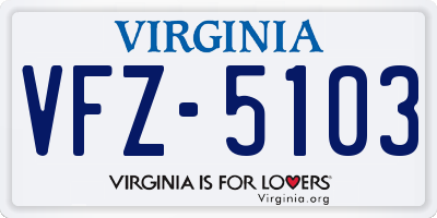 VA license plate VFZ5103