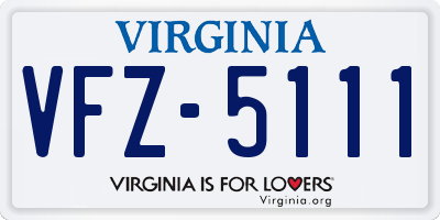 VA license plate VFZ5111