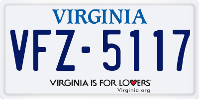 VA license plate VFZ5117