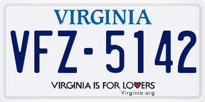 VA license plate VFZ5142