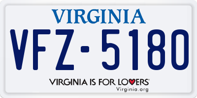 VA license plate VFZ5180