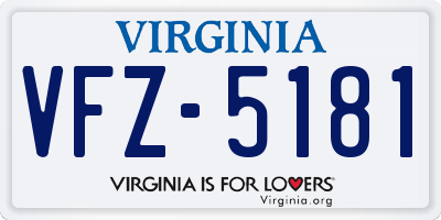VA license plate VFZ5181
