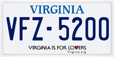 VA license plate VFZ5200