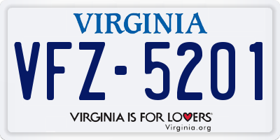 VA license plate VFZ5201