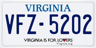 VA license plate VFZ5202