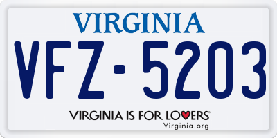VA license plate VFZ5203