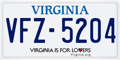 VA license plate VFZ5204
