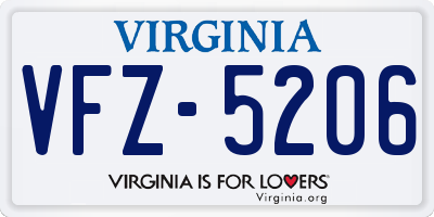 VA license plate VFZ5206