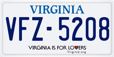VA license plate VFZ5208
