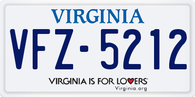 VA license plate VFZ5212