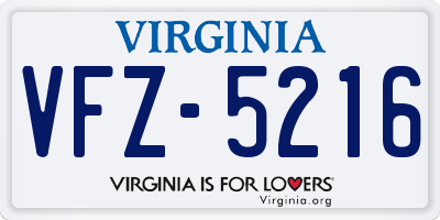 VA license plate VFZ5216