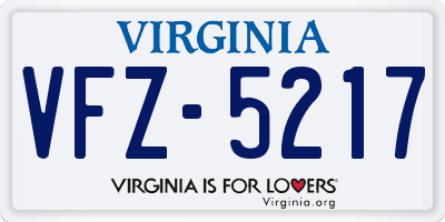 VA license plate VFZ5217