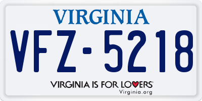VA license plate VFZ5218