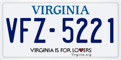 VA license plate VFZ5221