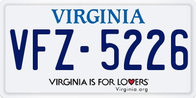 VA license plate VFZ5226