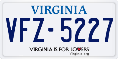 VA license plate VFZ5227