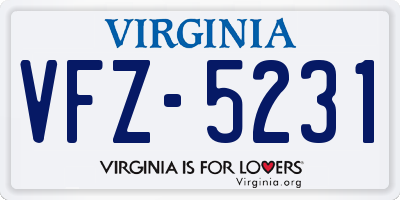 VA license plate VFZ5231