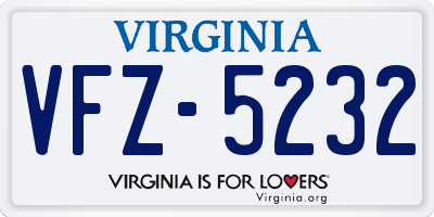 VA license plate VFZ5232