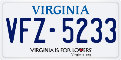VA license plate VFZ5233