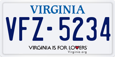VA license plate VFZ5234