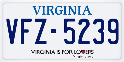 VA license plate VFZ5239