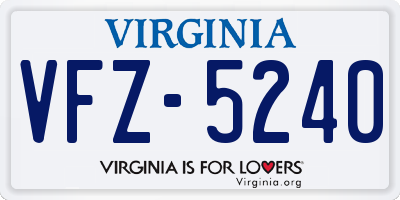 VA license plate VFZ5240