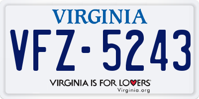 VA license plate VFZ5243