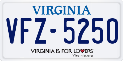 VA license plate VFZ5250