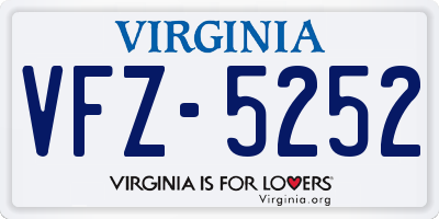 VA license plate VFZ5252