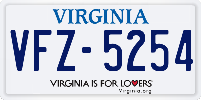 VA license plate VFZ5254