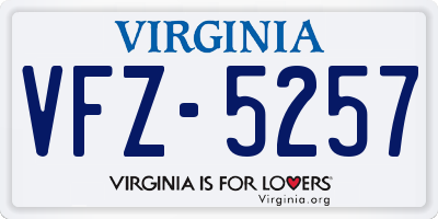 VA license plate VFZ5257