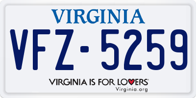 VA license plate VFZ5259