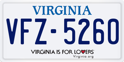 VA license plate VFZ5260