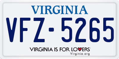 VA license plate VFZ5265