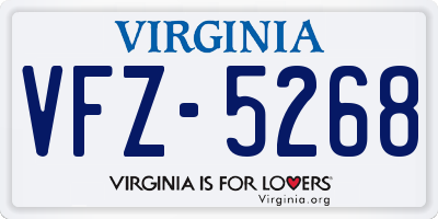 VA license plate VFZ5268